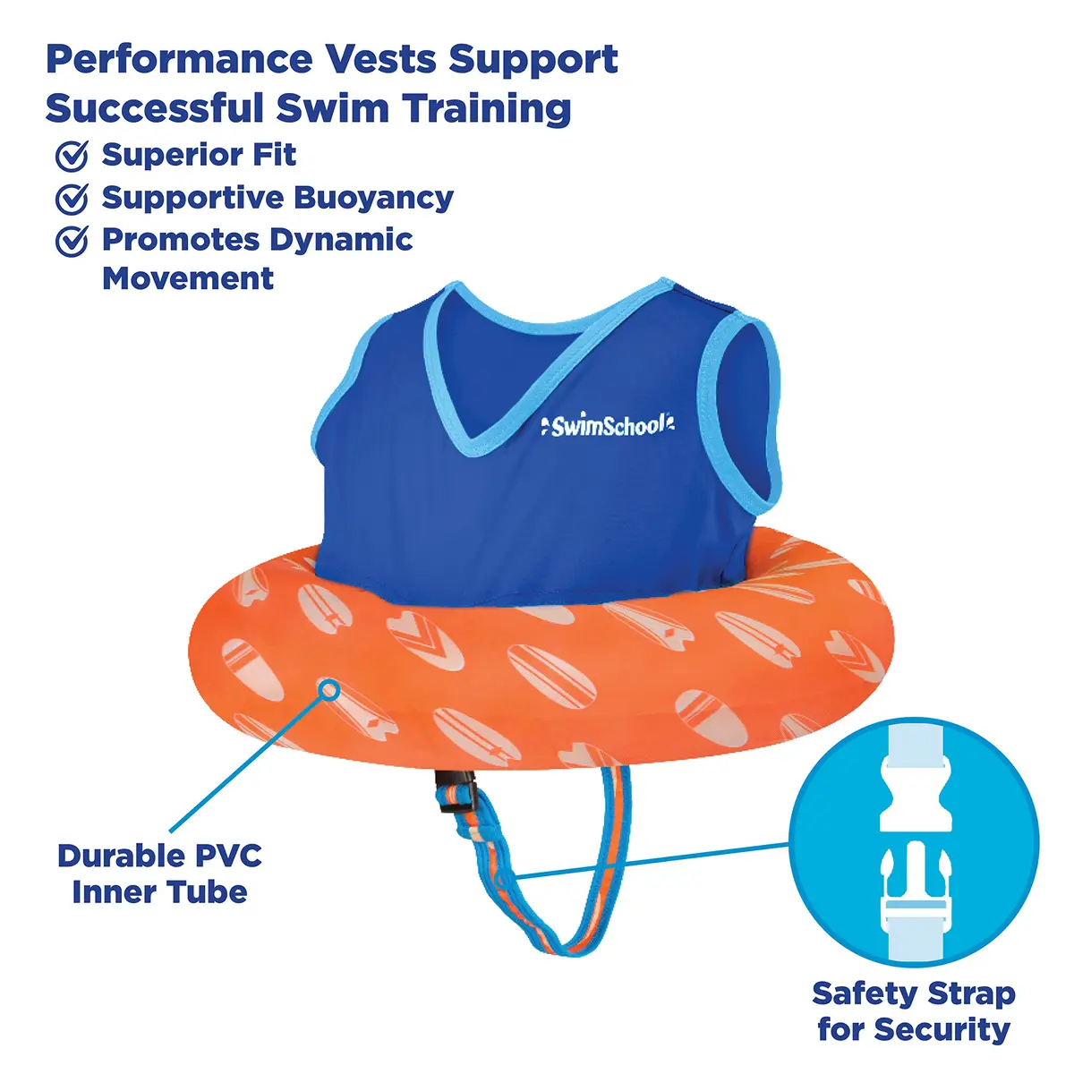 SwimSchool Deluxe Swim Trainer (Berry/Blue) | Heavy Duty Toddler Float Vest with Adjustable Safety Seat - view 2