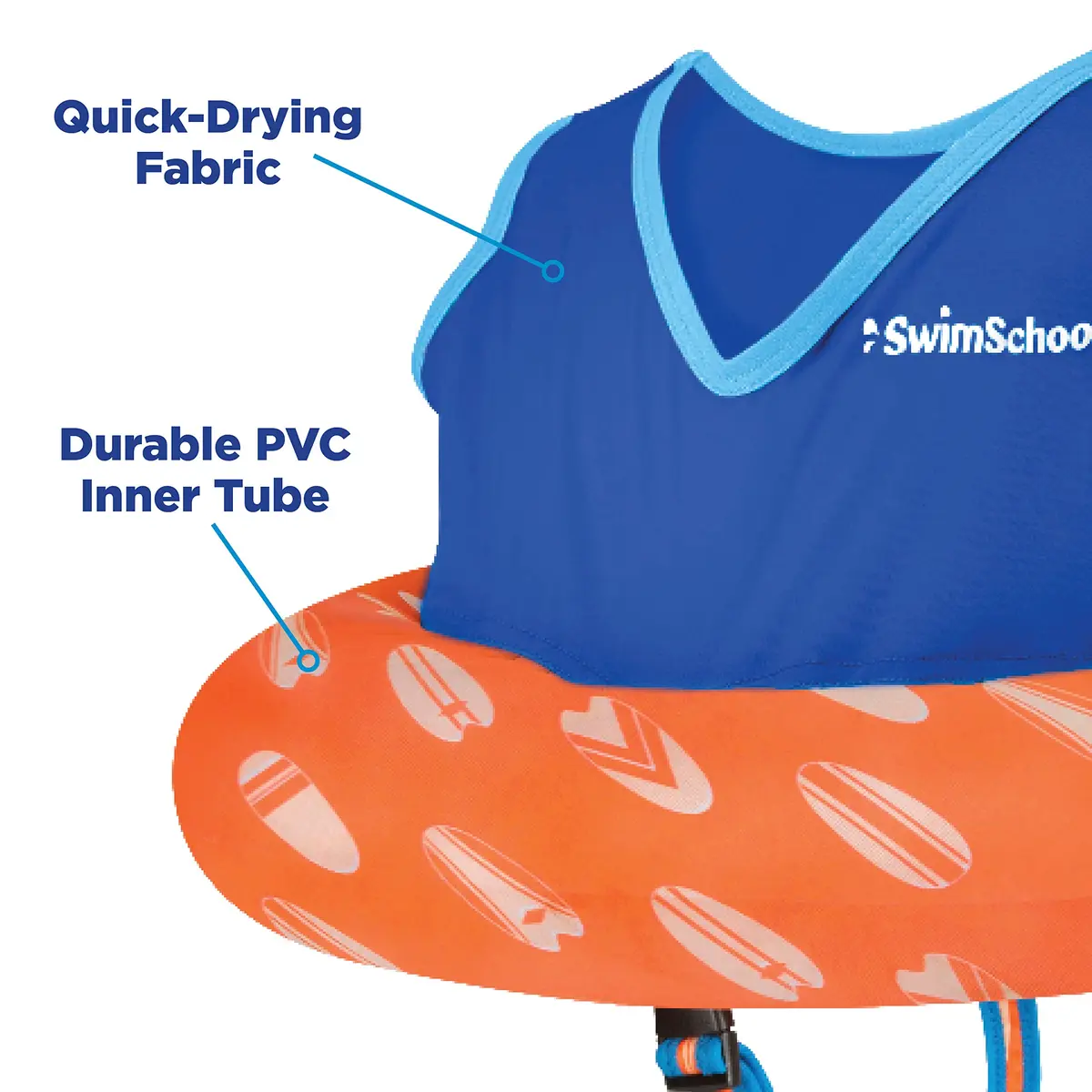 SwimSchool Deluxe Swim Trainer (Berry/Blue) | Heavy Duty Toddler Float Vest with Adjustable Safety Seat - view 4