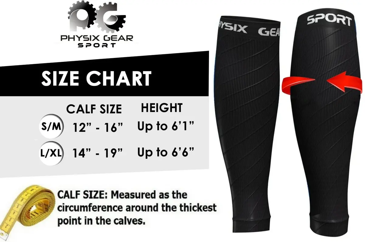 Physix Gear Sport Calf Compression Sleeves S/M Black | FDA Approved Graduated Compression - view 2