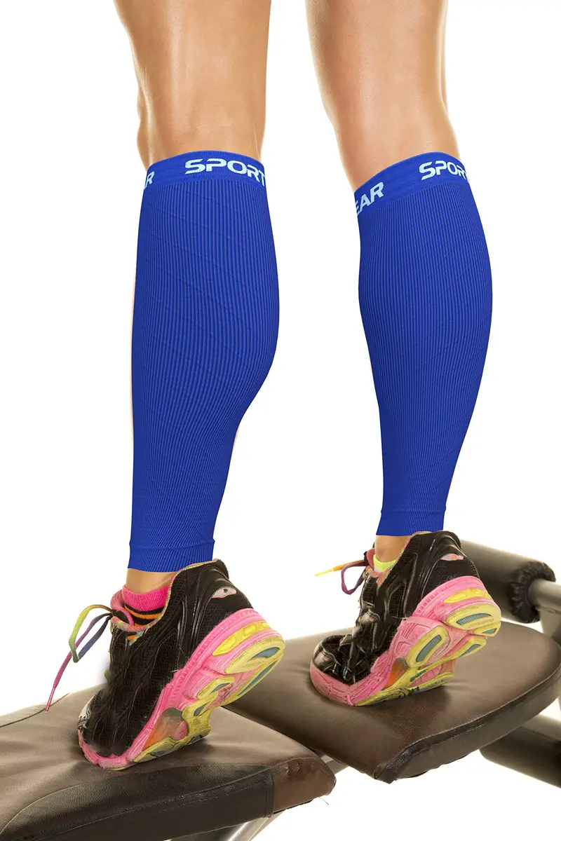 Physix Gear Sport Calf Compression Sleeves (Blue, S/M) | Graduated Compression for Running & Shin Splint Support - main product image