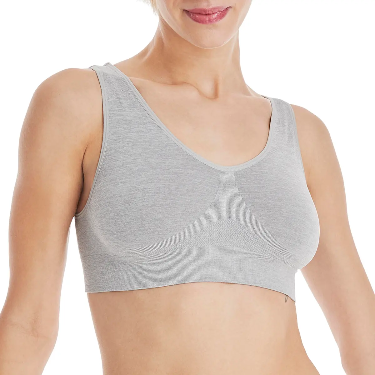 Hanes Women's Cozy Seamless Wire-Free Bra, Light Grey Heather, X-Large | Supportive, Comfortable & Seamless for Daily Wear - main product image