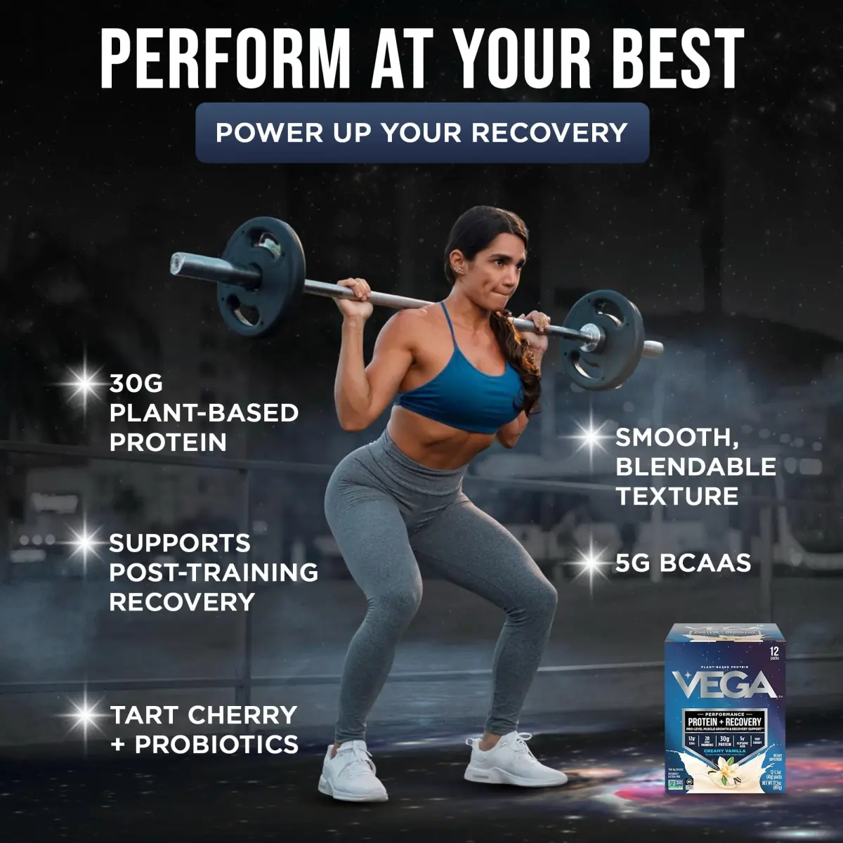 Vega Protein + Recovery Vanilla 12 x 1.6 oz - NSF Certified Plant-Based Protein Powder - view 3