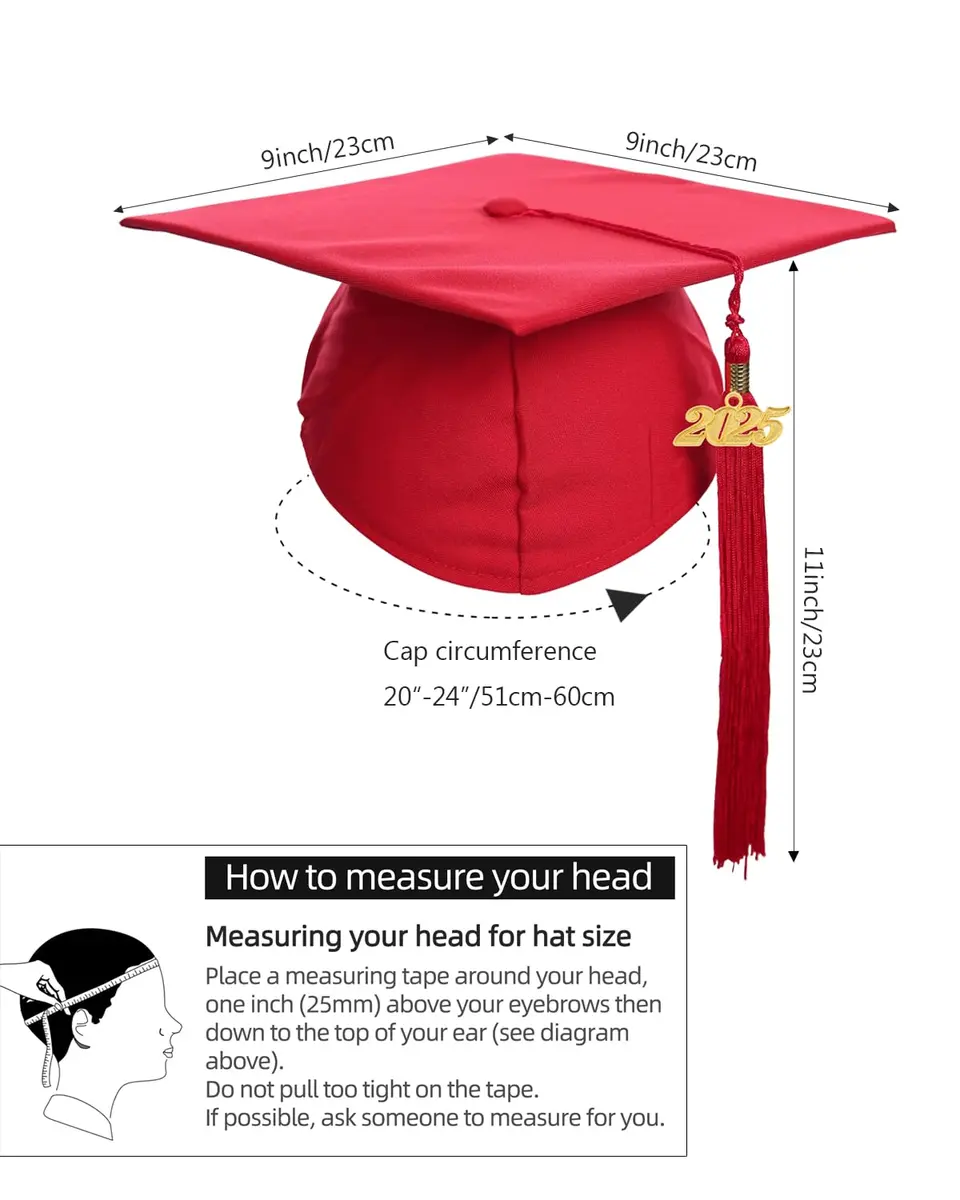 Newrara Graduation Gown Cap Tassel Set (Medium 48(5'3"-5'5"), Red) | Classic Polyester Graduation Attire for Adults - view 4