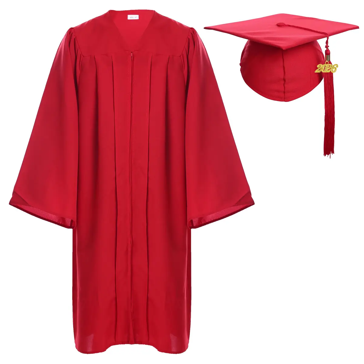 Newrara Graduation Gown Cap Tassel Set (XX-Small 39, Red) | Classic Polyester, Full Fit, Easy Zipper - main product image