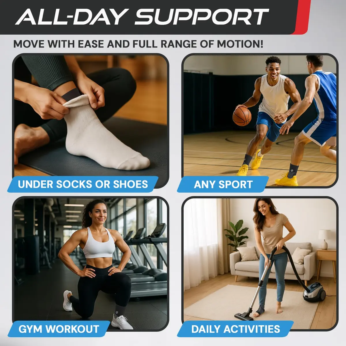 SS Sleeve Stars Black Adjustable Ankle Brace with Figure 8 Strap, Medium (10"-12") | FDA Approved Support for Sprains & Plantar Fasciitis - view 5