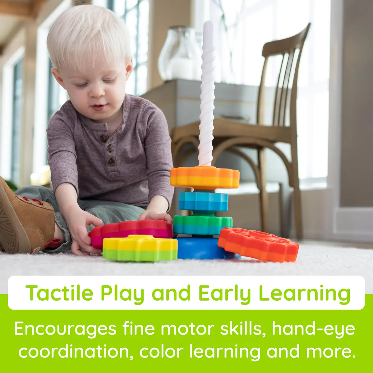 Fat Brain Toys SpinAgain Baby Stacking & Spinning Toy for Toddlers Ages 1+ | Develops Coordination & Cause-Effect - view 7