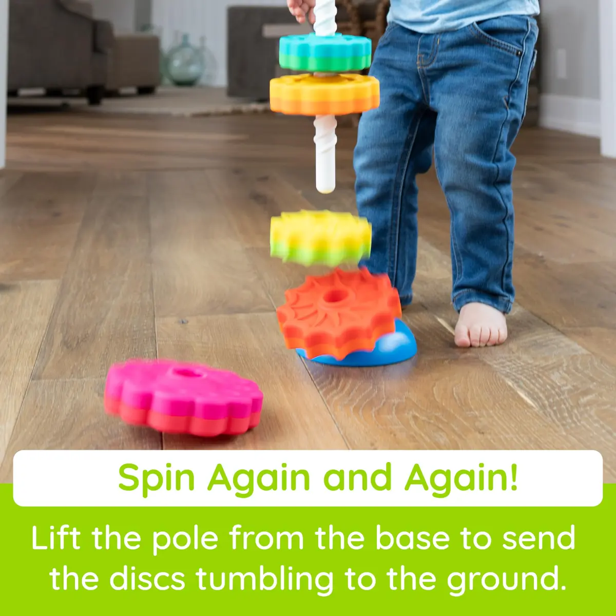 Fat Brain Toys SpinAgain Baby Stacking & Spinning Toy for Toddlers Ages 1+ | Develops Coordination & Cause-Effect - view 9