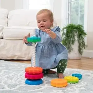 Fat Brain Toys SpinAgain Baby Stacking & Spinning Toy for Toddlers Ages 1+ | Develops Coordination & Cause-Effect - view 3