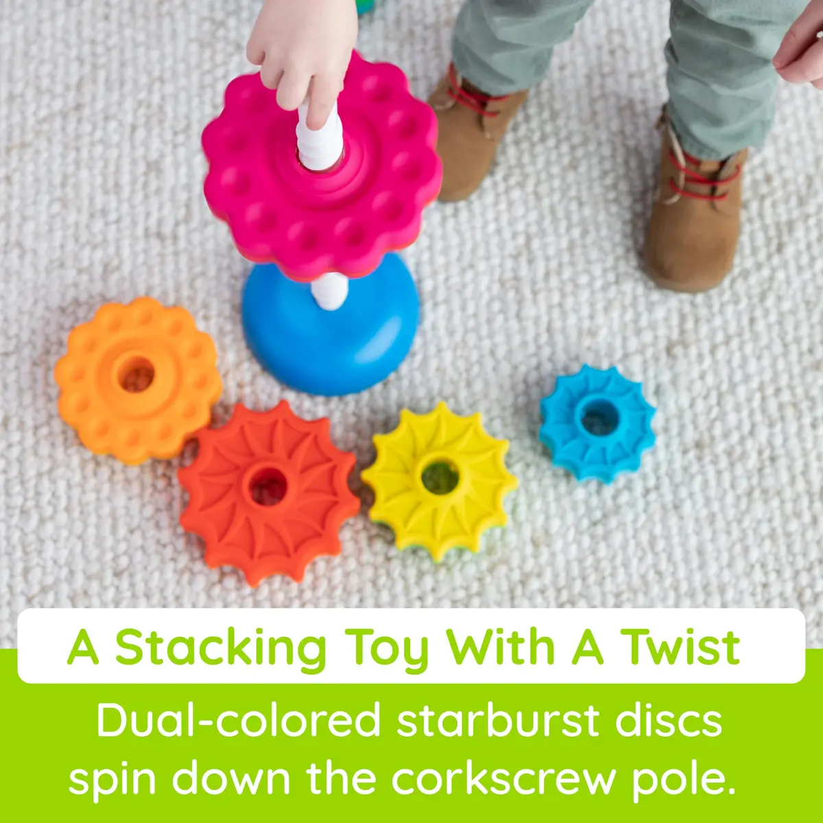 Fat Brain Toys SpinAgain Baby Stacking & Spinning Toy for Toddlers Ages 1+ | Develops Coordination & Cause-Effect - view 4