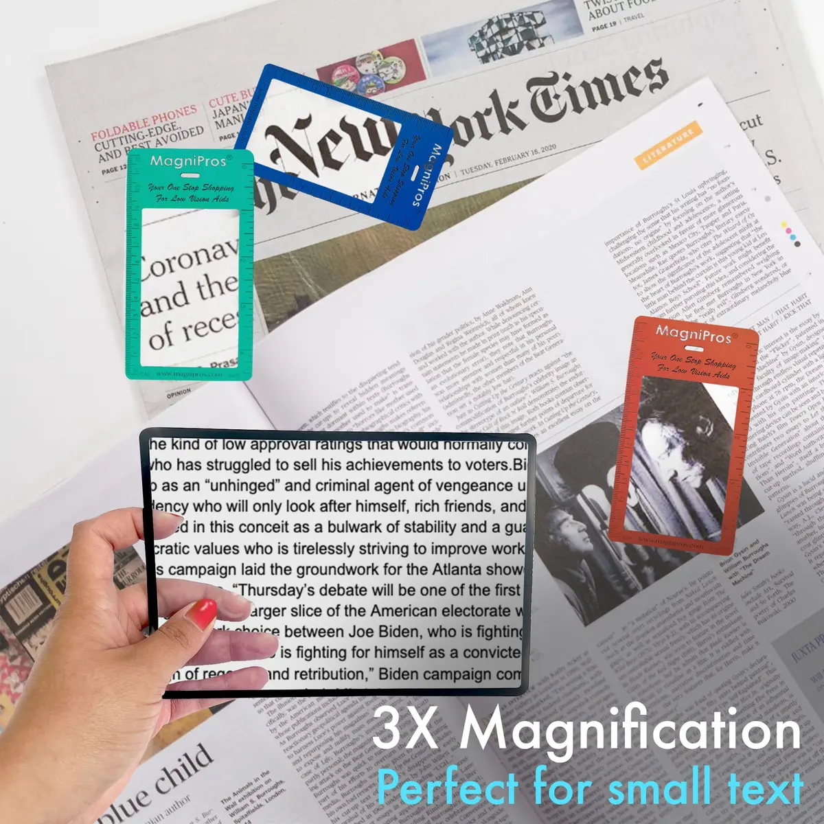 MagniPros Premium 3X (300%) Page Magnifying Fresnel Lens 4.5" x 7" | Ideal for reading small prints & low vision aids - view 8