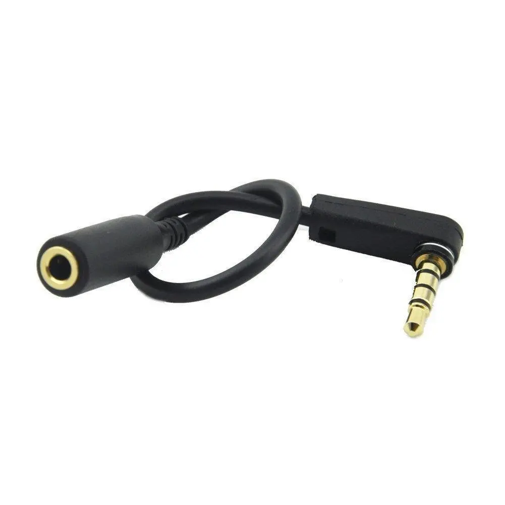 Seadream 6 inch 4-Pole 3.5mm Male Right Angle to Female Stereo Audio Cable for Beats Dr. Dre iPhone, Premium Quality, 1PCS Black - main product image