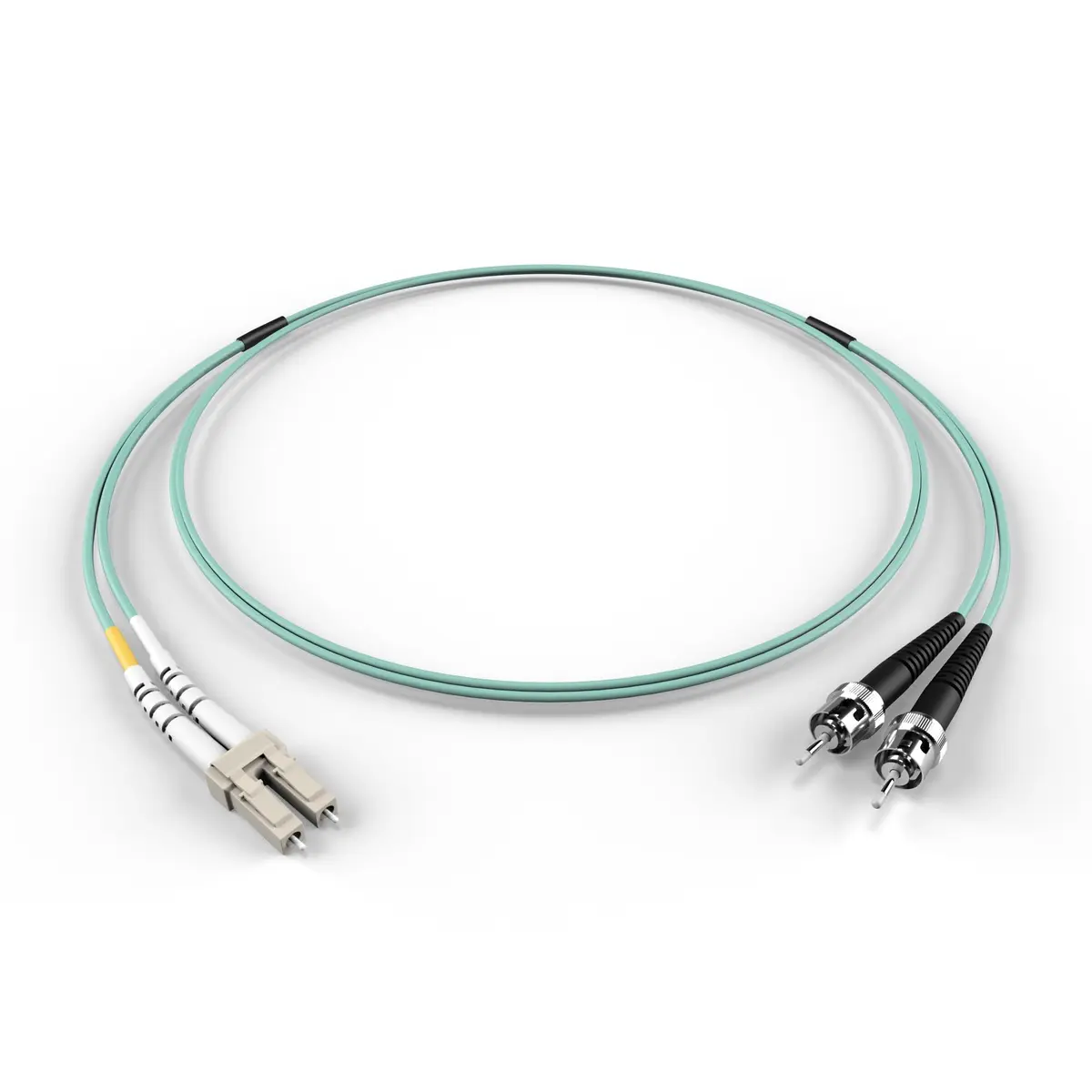 FCD LC-ST OM4 Fiber Patch Cable - 0.5M | 10Gb Duplex Multimode, 50/125µm, LC-ST Connectors - main product image