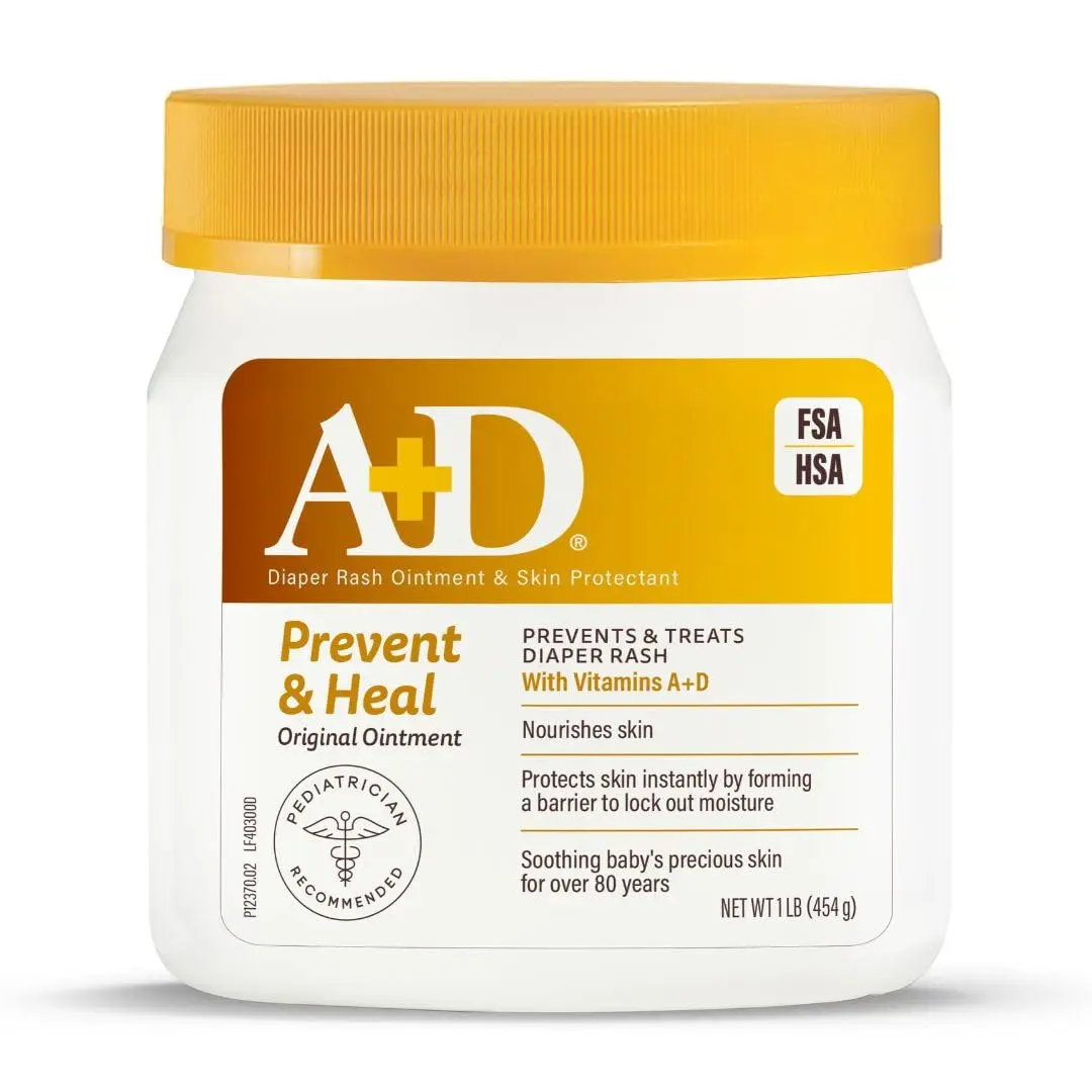 A+D Diaper Rash Ointment 16 oz | Moisturizing Skin Protectant with Vitamins A & D for Sensitive Baby Skin - main product image