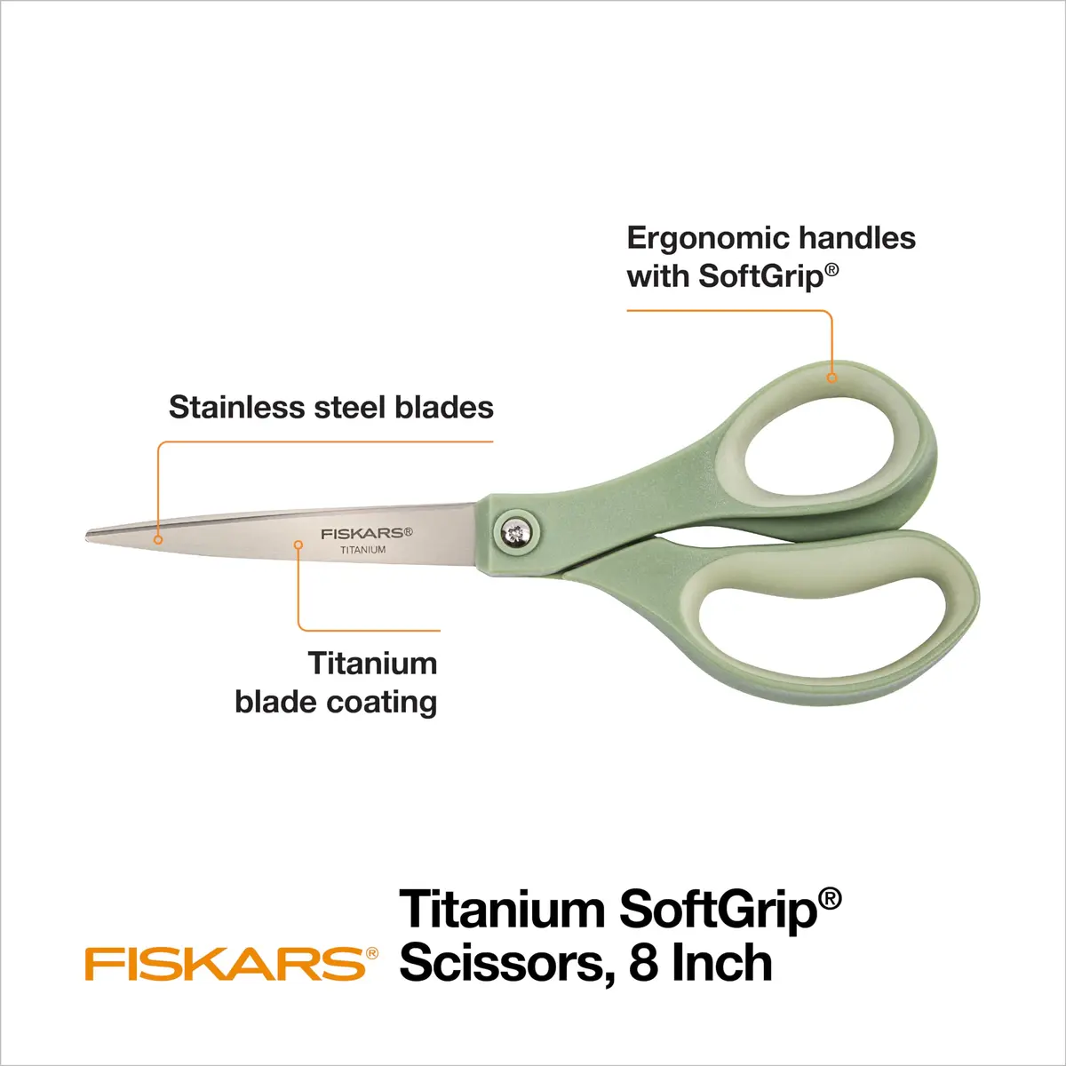 Fiskars 8” SoftGrip Titanium All Purpose Scissors for Office, 3-Pack | Heavy-Duty, Comfortable, Sharp - view 2