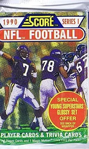 SCORE 1990 Score Series 1 NFL Football Trading Cards Wax Pack | 16 Cards Per Pack - view 2