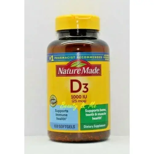 Nature Made Vitamin D3 25 mcg (1000 IU) Softgels, 650 Count | USP Verified for Bone, Muscle & Immune Health - main product image