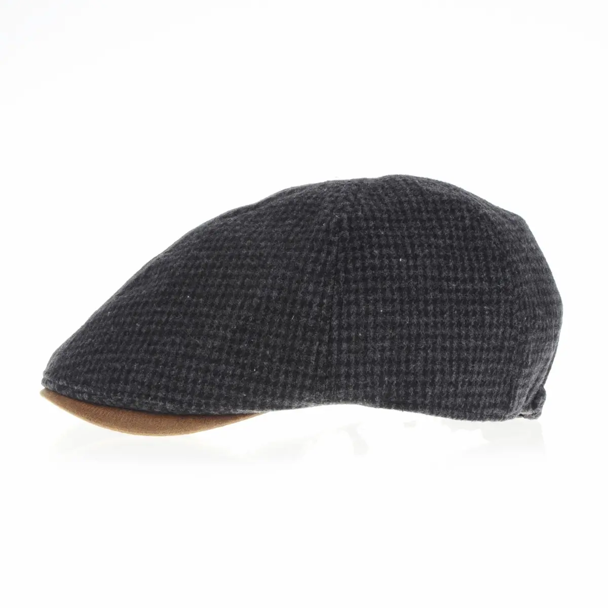 WITHMOONS Tweed Newsboy Hat Faux Leather Brim | Grey Wool Flat Cap for Men - view 2