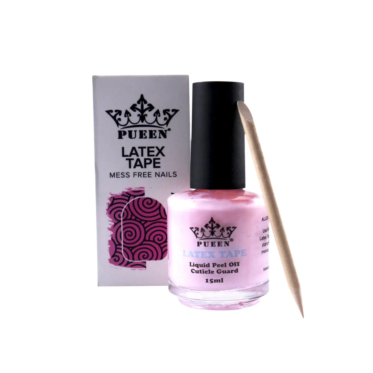 PUEEN Latex Tape Peel Off Cuticle Guard 15ml Pink | Dries Clear Pink for Easy Cleanup - main product image