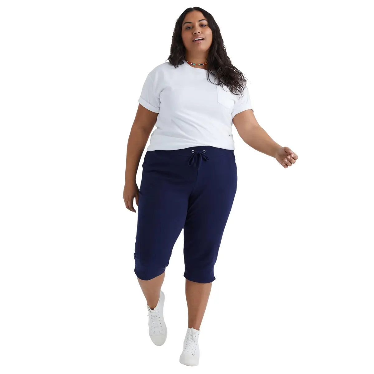 JUST MY SIZE Plus-Size French Terry Capri with Pockets | Soft Cotton Blend, Mid-Calf Length, Relaxed Fit - main product image