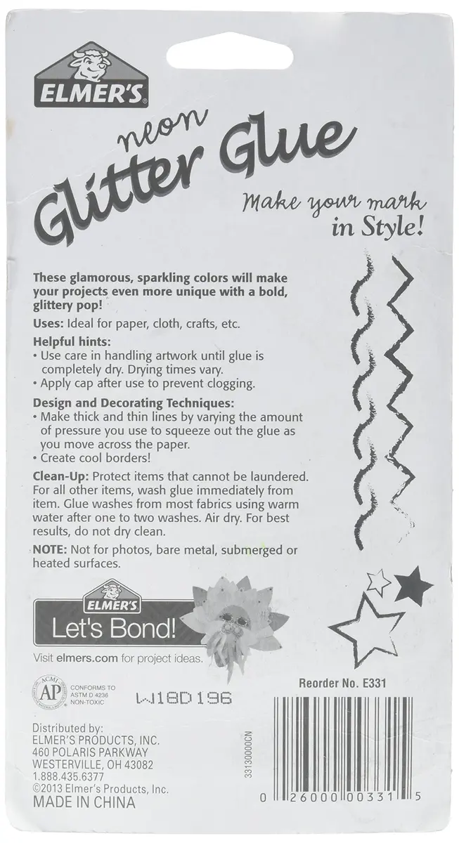 Elmer's Glitter Glue Neon Glitter 5 Pack | Water-Resistant Craft Adhesive for Art & DIY (0.36 Oz Each) - view 2