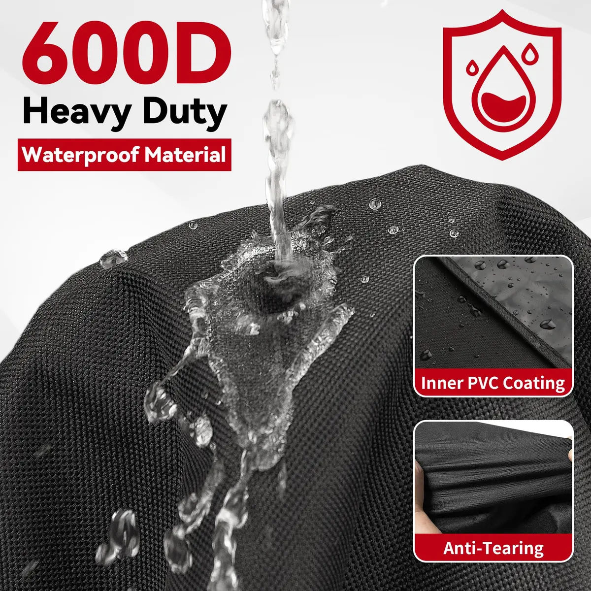 iCOVER 82 Inch Grill Cover Charcoal | Heavy Duty Waterproof Outdoor BBQ Cover for Weber, Char-Broil, Brinkmann, etc. - view 3