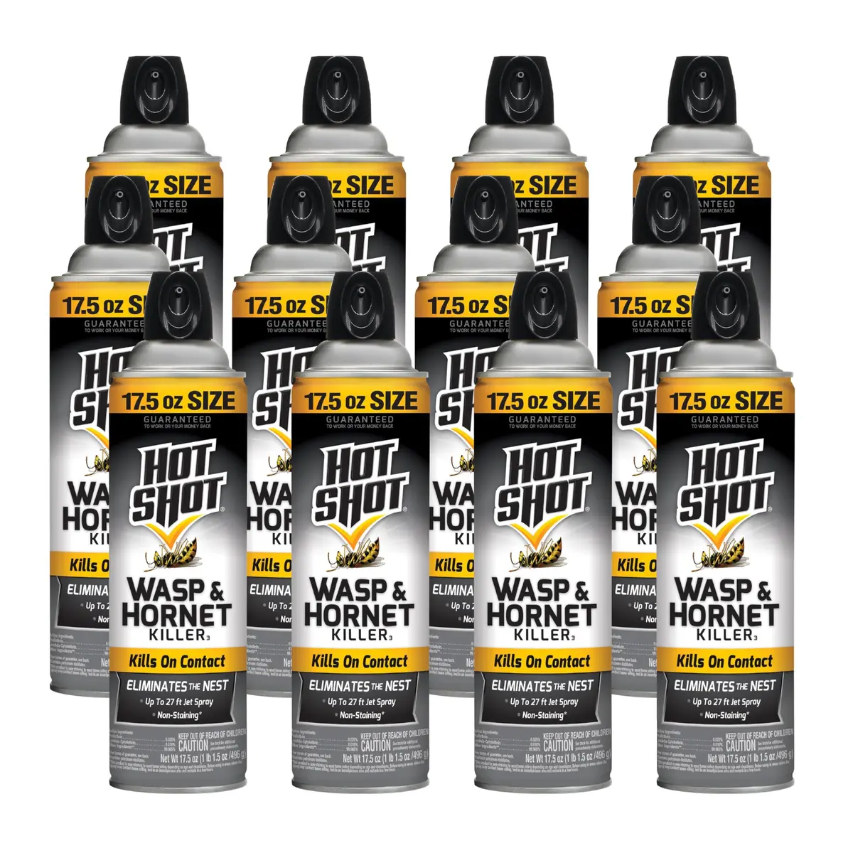 Hot Shot Wasp & Hornet Killer Aerosol Spray 496 ml (17.5 Fl Oz) 12-Pack | Kills Wasps, Hornets, Yellow Jackets & More on Contact - main product image