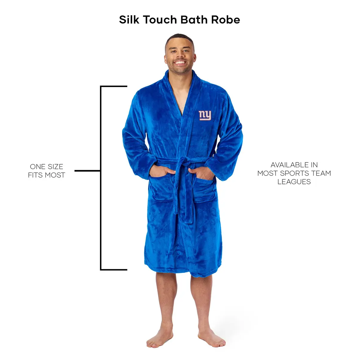 Northwest NFL New York Giants Adult Unisex Silk Touch Bathrobe Large/X-Large | Officially Licensed Fan Lounge Wear - view 6