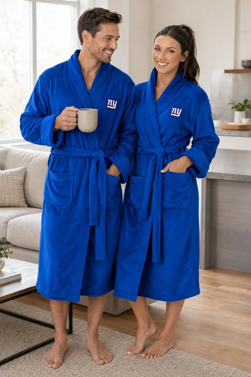 Northwest NFL New York Giants Adult Unisex Silk Touch Bathrobe Large/X-Large | Officially Licensed Fan Lounge Wear - view 2