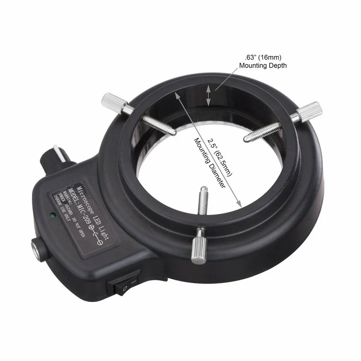 AmScope LED-144B-ZK 144-LED Ring Light for Microscopes 60mm Inner Diameter | Variable Intensity Shadow-Free Illumination - view 3