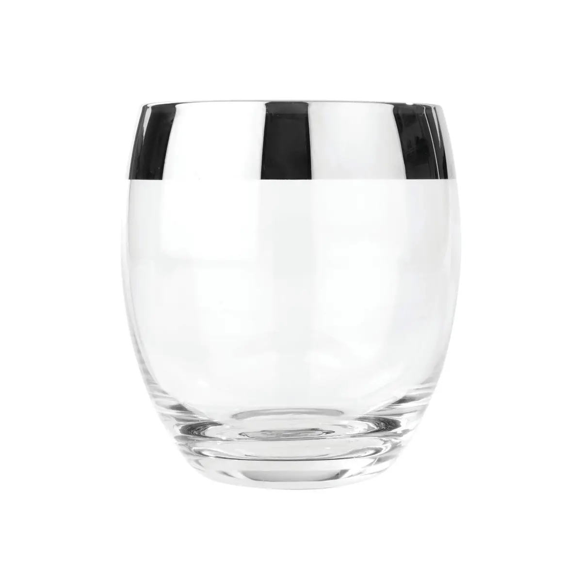 Viski Irving Chrome Rim Crystal Lowball Tumblers Set of 2 | 9 oz Premium Crystal Glass, Stylish Whiskey Glass Gift - view 9