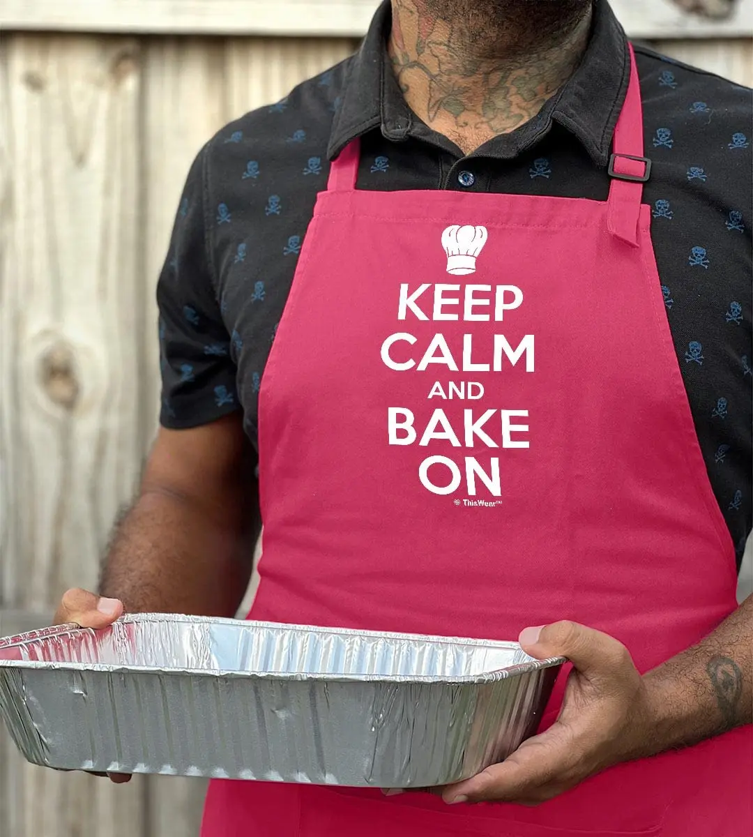 ThisWear Keep Calm Bake On Apron - Heliconia | Durable Cotton Apron for Baking & Cooking - view 4