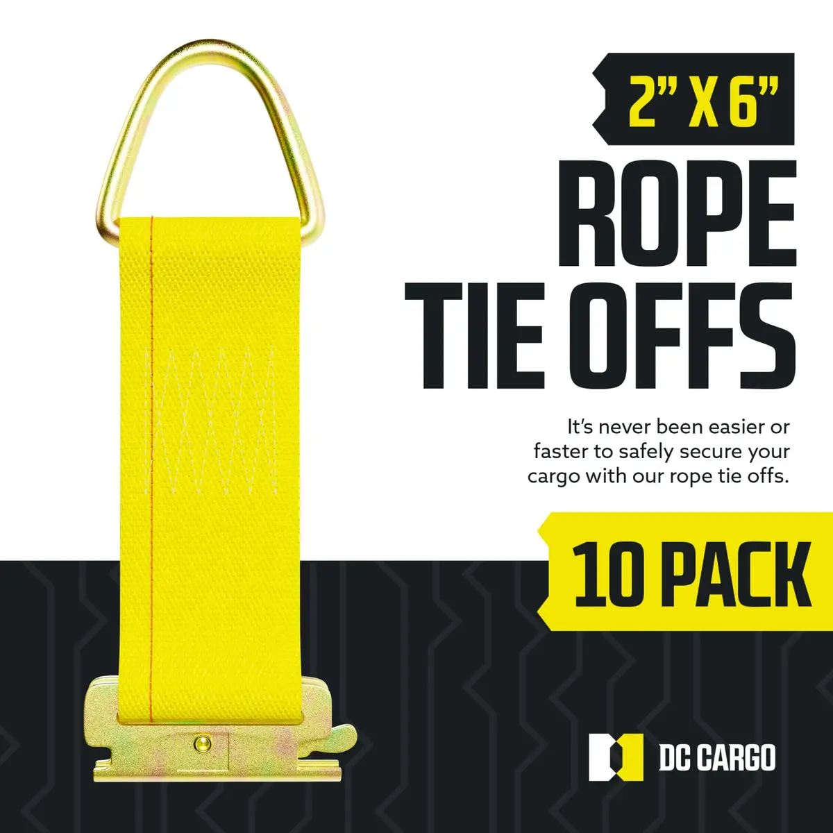 DC Cargo Mall E-Track Rope Tie-Offs, 2" x 6" Tie Down Straps - 10 Pack, with D Ring (3000Lbs Break Strength), E Tack Accessories for Load Securement in Pickups, Trailers, Trucks, Boats, Vans, Cars - view 2