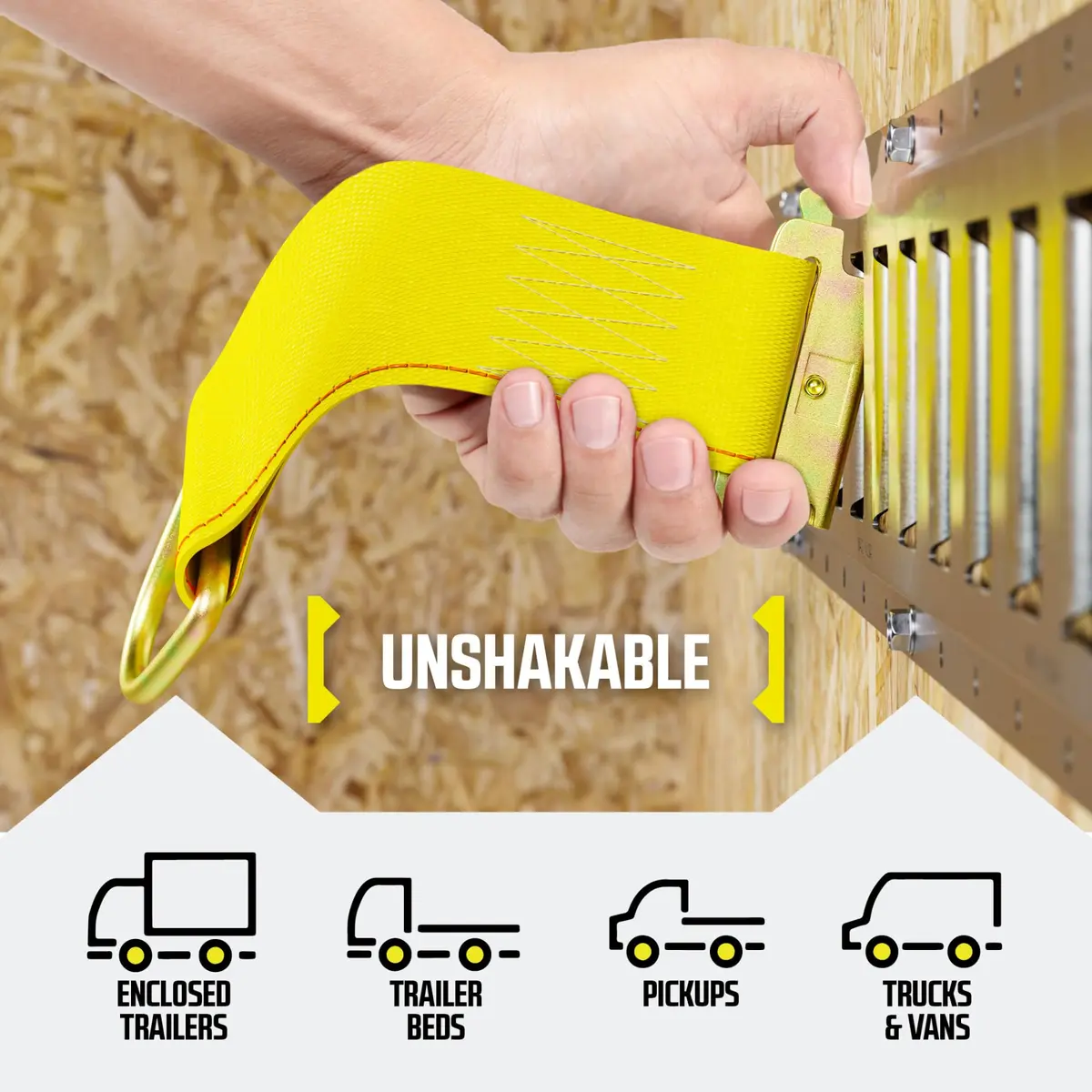 DC Cargo Mall E-Track Rope Tie-Offs, 2" x 6" Tie Down Straps - 10 Pack, with D Ring (3000Lbs Break Strength), E Tack Accessories for Load Securement in Pickups, Trailers, Trucks, Boats, Vans, Cars - view 4