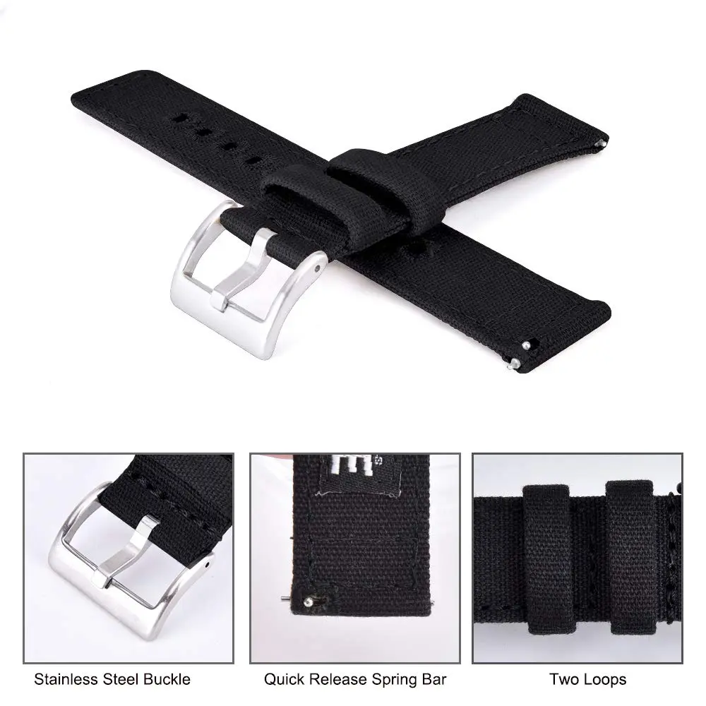 Ritche Canvas Watch Band 18mm | Quick Release, Vintage Style, Suitable for Men & Women - view 4