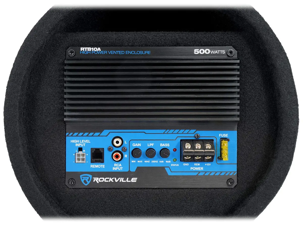 Rockville RTB10A 10" Powered Subwoofer Bass Tube with RWK10 Amp Kit | 500W RMS, Car Audio - view 4