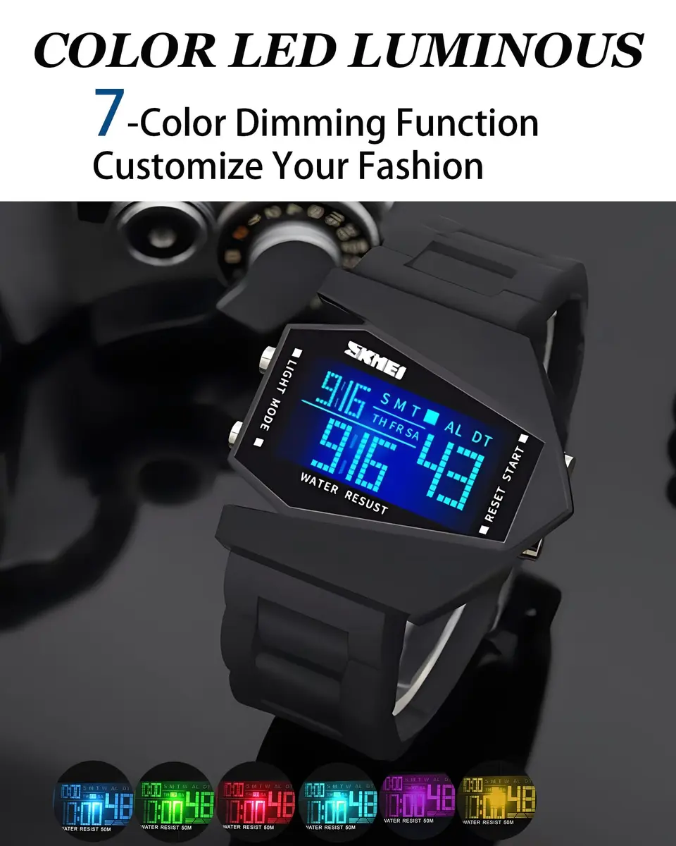 Gosasa Men Sports Military Watch 47mm Digital LED Light Water-Resistant (Black) - view 6