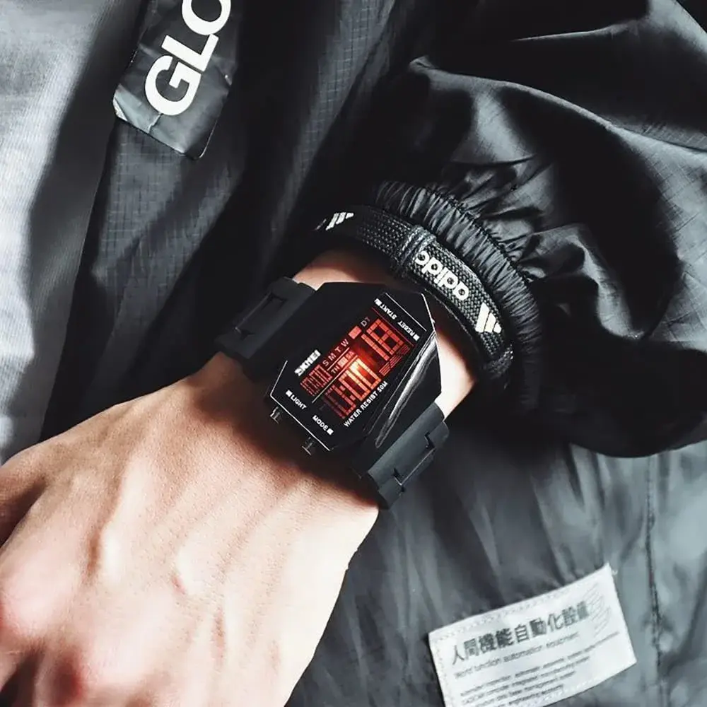 Gosasa Men's Black Digital Airplane Watch 47mm Case | Aviation-Inspired Design with LED Light - view 3