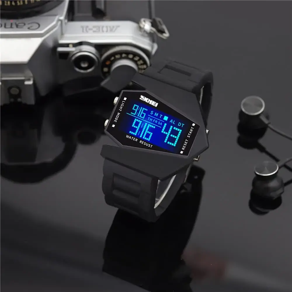 Gosasa Men's Black Digital Airplane Watch 47mm Case | Aviation-Inspired Design with LED Light - view 4