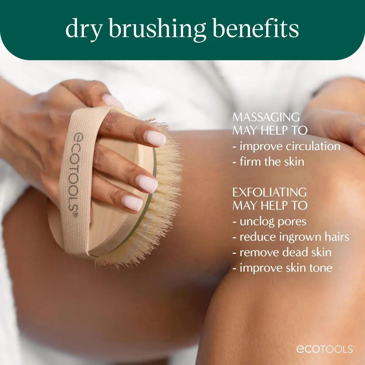 EcoTools Dry Body Brush for Dry Brushing, Smooth Skin, 1 Count | Gentle Exfoliation for Glowing Skin - view 3