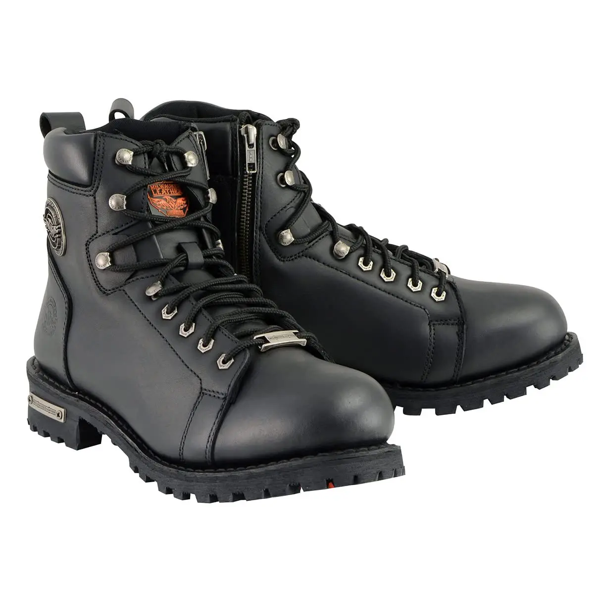Milwaukee Leather Men's Black Leather Motorcycle Boots with Side Zipper | Waterproof & Durable (70-120 chars) - main product image