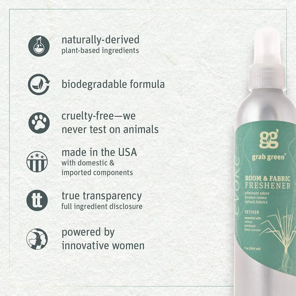 Grab Green Room and Fabric Freshener Spray, Vetiver, 21 Ounce | Natural Odor Neutralizer for Fabrics & Air - view 3