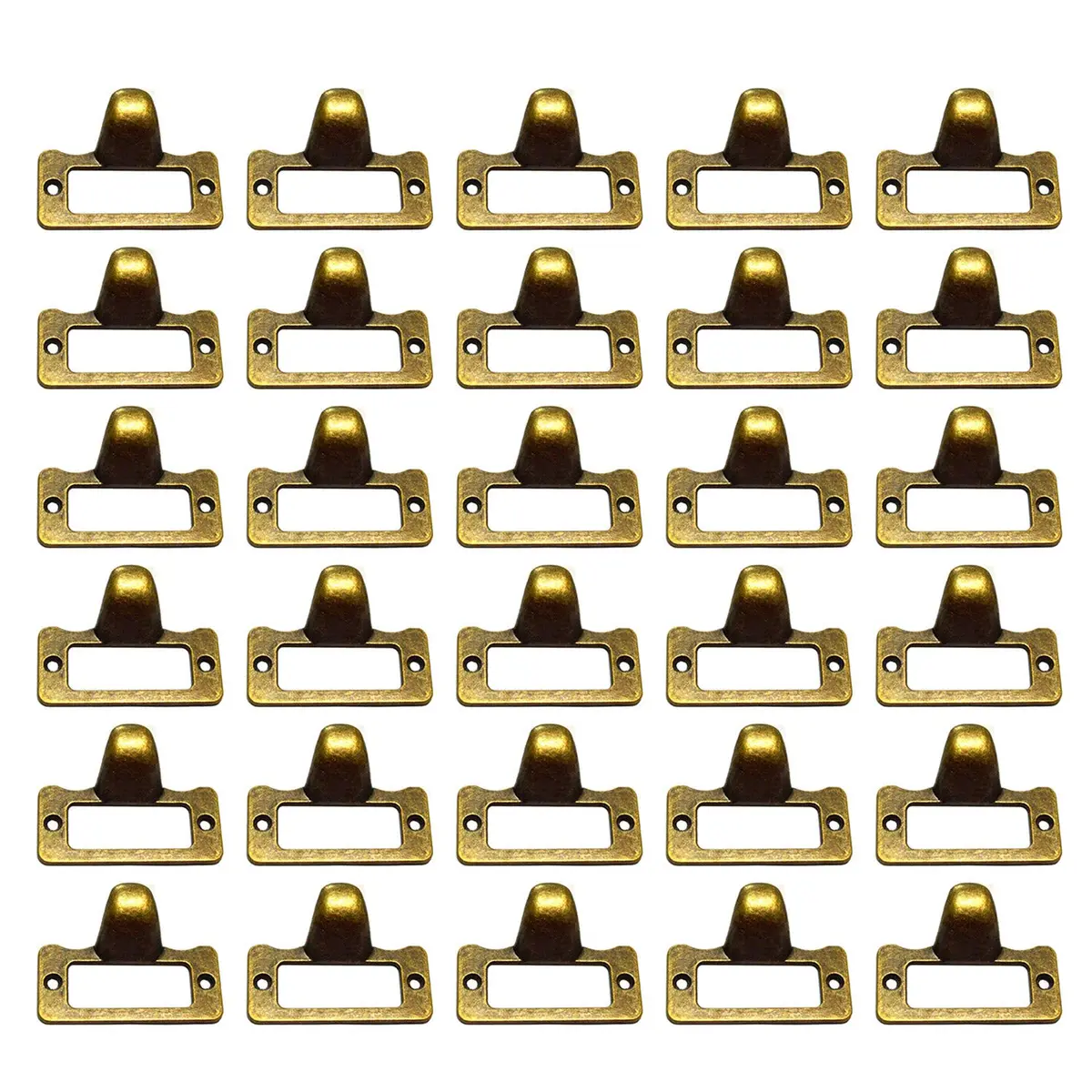 WEICHUAN Antique Bronze Card Catalog Drawer Pulls with Label Holder (30 Pack, 2.7cm x 4.8cm) - main product image