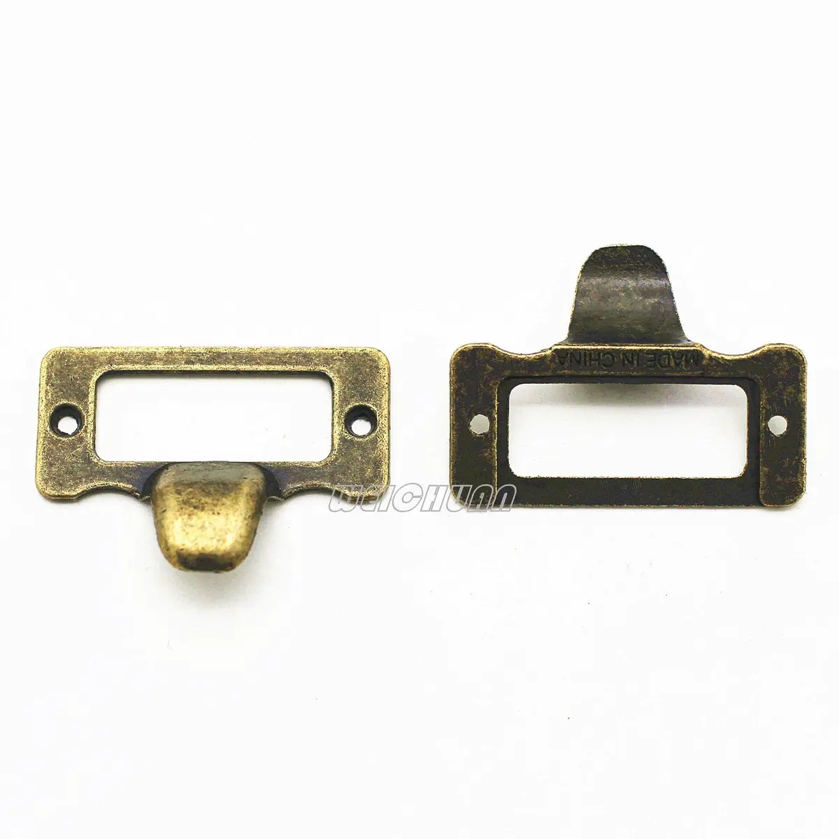 WEICHUAN Antique Bronze Card Catalog Drawer Pulls with Label Holder (30 Pack, 2.7cm x 4.8cm) - view 4