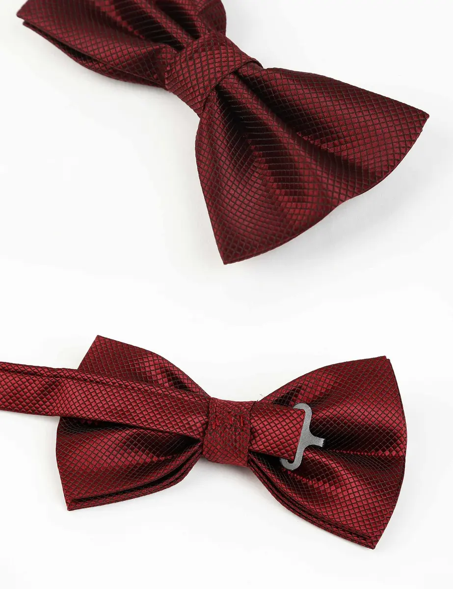 Alizeal Mens Solid Mini Squares Formal Bow Tie 12cm x 6cm | Adjustable Strap 28-52cm - view 3