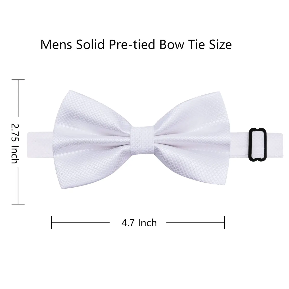 Alizeal Mens Solid Mini Squares Formal Banded Bow Ties (White) | Adjustable Strap, Wrinkle-Resistant - view 3