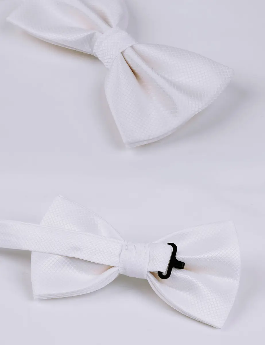 Alizeal Mens Solid Mini Squares Formal Banded Bow Ties (White) | Adjustable Strap, Wrinkle-Resistant - view 4