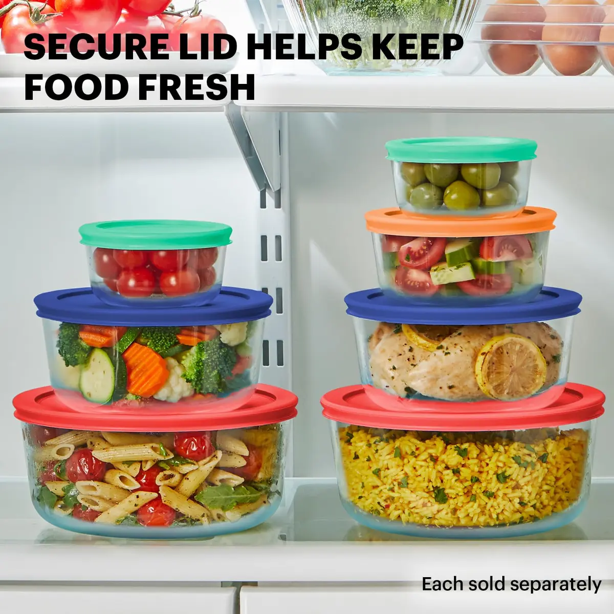 Pyrex Simply Store 7-Pack Glass Food Storage Containers Set with Lids 1.9L (7-Cup) | Airtight & Leak-Resistant for Kitchen & Pantry - view 4