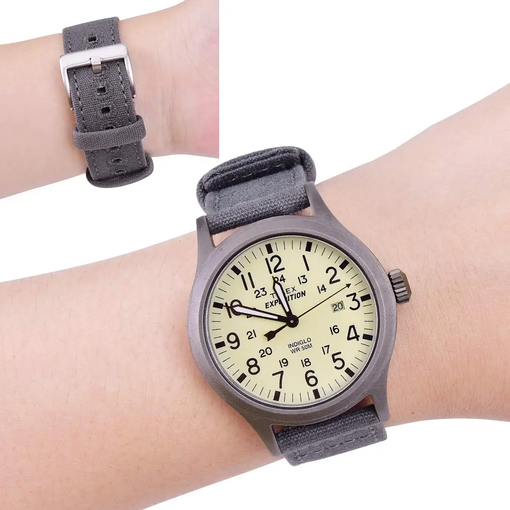 Ritche 22mm Canvas Watch Band Replacement | Quick Release, Vintage Style, Breathable Cotton (160mm) | Suitable for Men & Women - view 6
