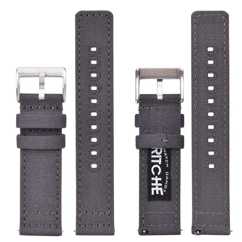 Ritche 22mm Canvas Watch Band Replacement | Quick Release, Vintage Style, Breathable Cotton (160mm) | Suitable for Men & Women - view 3