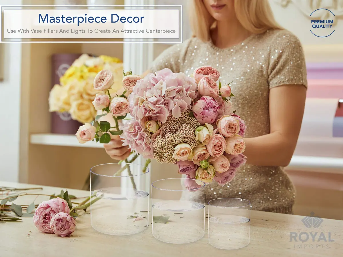 Royal Imports Acrylic Cylinder Flower Vase 5"x5" | Non-Breakable, Clear, Modern - view 2